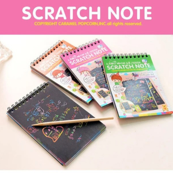 🎀ราคาส่งแพ็ค 10 เล่ม คละสี✏️สมุดขูดดำ ฝึกพัฒนาการ ขูดระบายสี  Scrath Note สมุดระบายสีขูด โรงเรียน น่ารัก