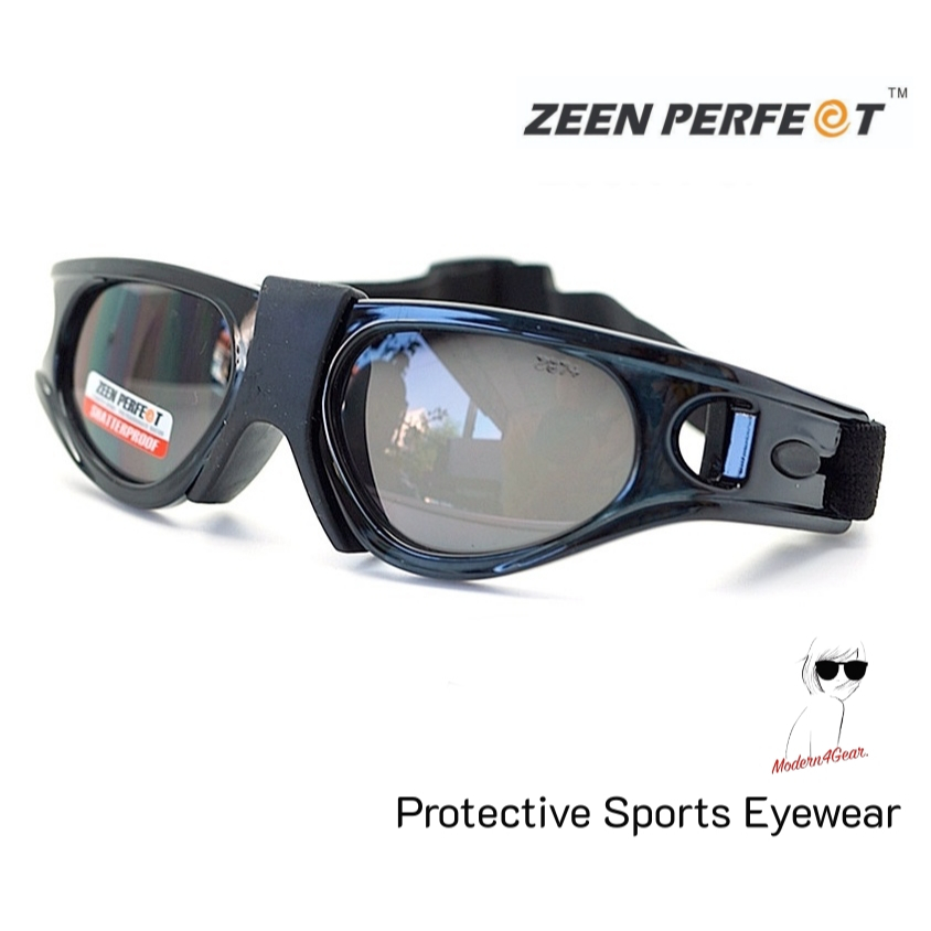 ZeeN PerfecT แว่นเล่นกีฬาตัดเลนส์สายตาได้ Protective Sports Eyewear ( เลนส์ดำ )