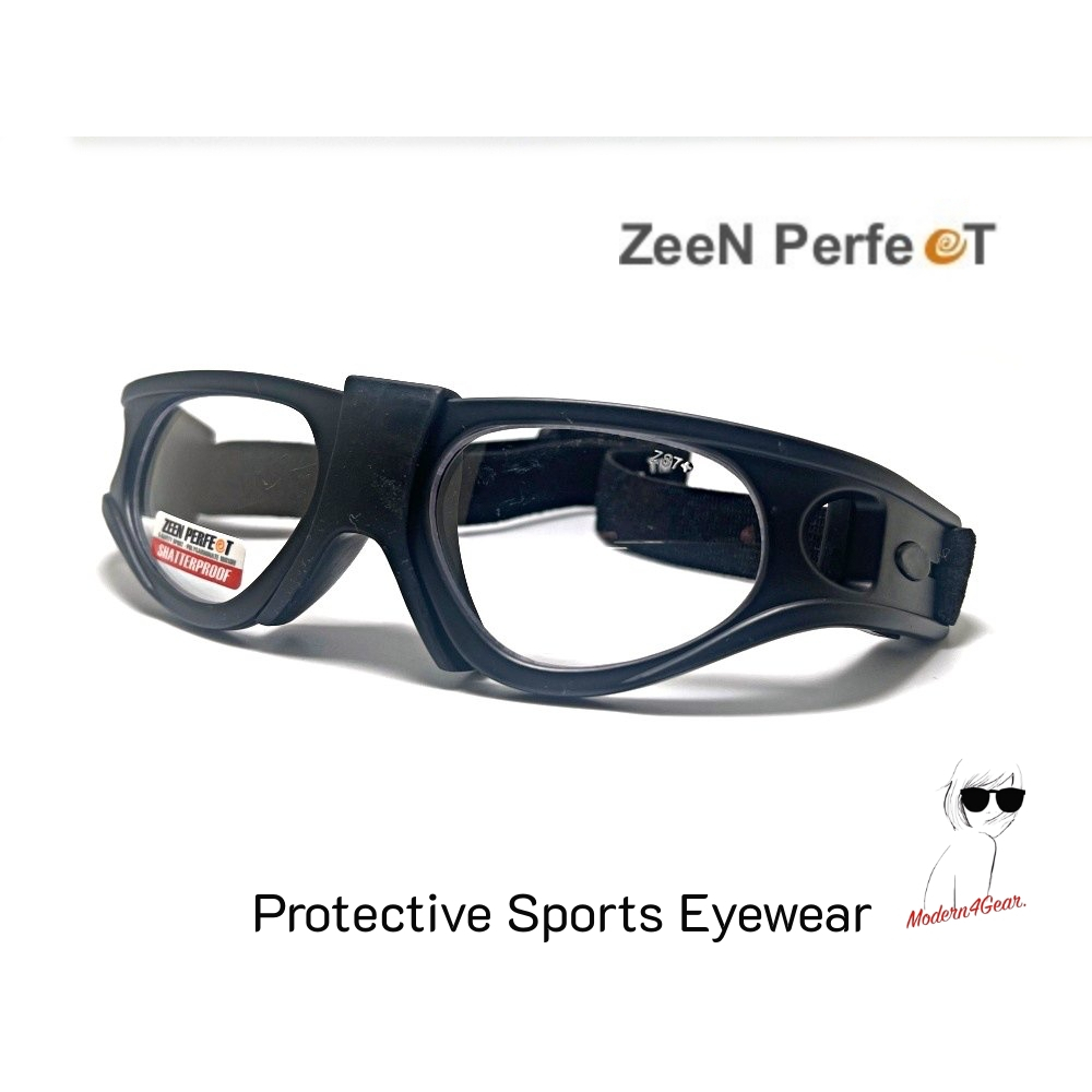 แว่นเล่นกีฬาตัดเลนส์สายตาได้ ZeeN PerfecT Protective Sports Eyewear (เลนส์ใส-กรอบดำด้าน)