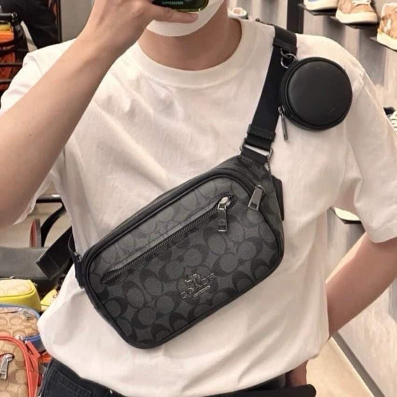 🔰 เท่มาก ชาย-หญิง ใช้ได้ 🔰  Coach Elias Belt Bag In Signature ขนาด 9" (L) x 5 1/2" (H) x 2 1/4" (W) 