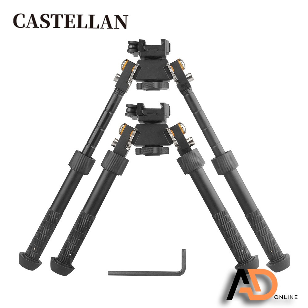 CASTELLAN ขาตั้ง Aluminum Bipod V8 ยืดขาได้ 9 นิ้ว ติดราง 20 mm หมุนได้ 360 องศา