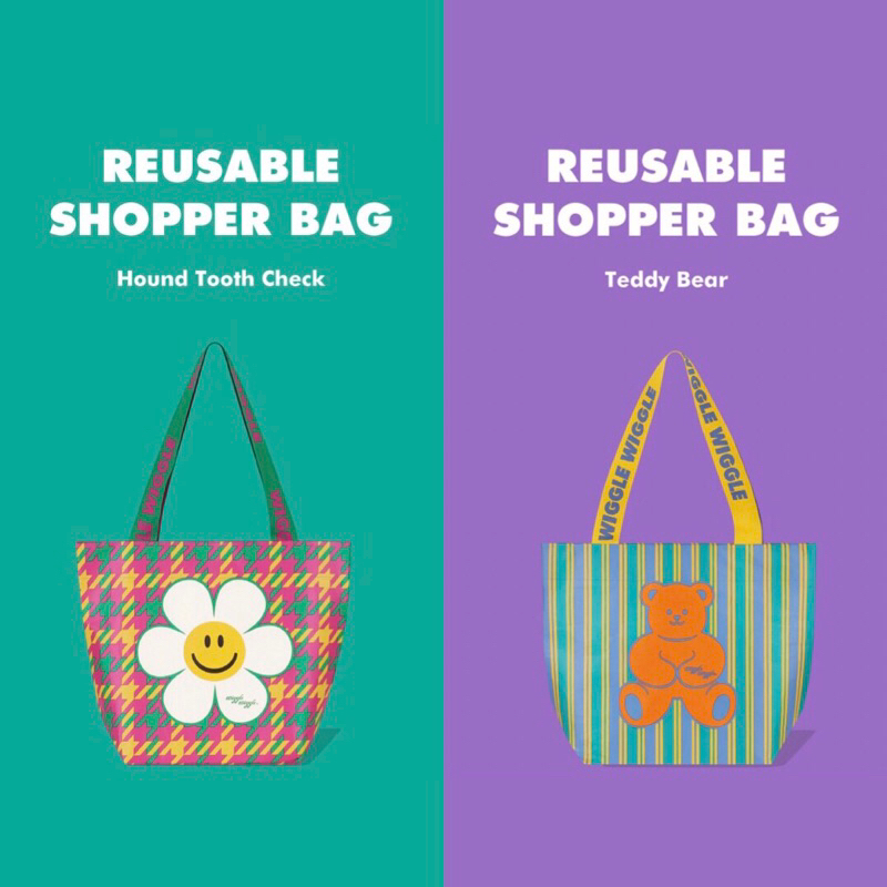 ขายดี Wiggle Wiggle Reusable Shopper Bag กระเป๋าช้อปปิ้ง สำหรับนักช้อป ทนทาน Polyester 100%
