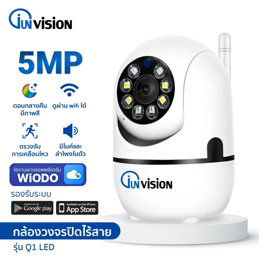 Junanvision กล้องวงจรปิดไร้สาย5MP มีเสาอากาศWi-Fi IP Camera หมุนได้ มีภาษาไทย อินฟราเรด