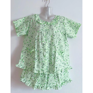 👕ชุดนอนผู้ใหญ่ แขนสั้นขาสั้น คอกลม ลายการ์ตูน ลายริ้ว สินค้าพร้อมส่ง