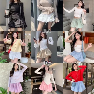 BY IRA(23202)🎉พร้อมส่ง🎉Ballon Skirt กระโปรงบอลลูน ทรงสวยมาก มีเชือกผูกเอวและซับในกางเกงขาสั้น(เฉพาะลายทางไม่มี)