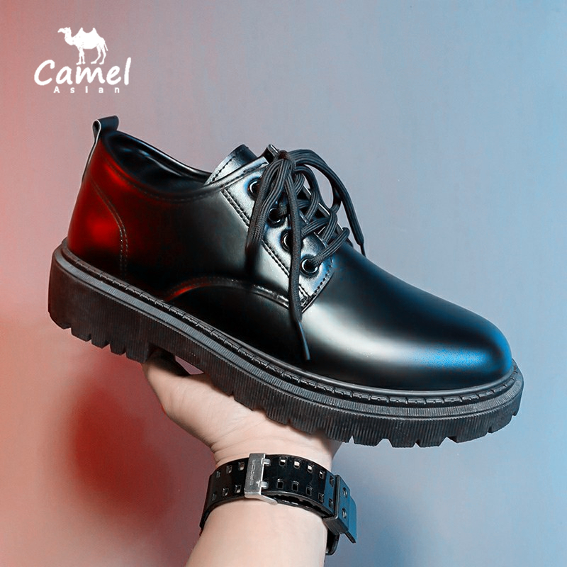 รองเท้าหนังโรงเรียนสำหรับผู้ชายรองเท้าหนัง Oxford รองเท้าหนังแฟชั่นเกาหลีสีดำกันน้ำและทนทาน