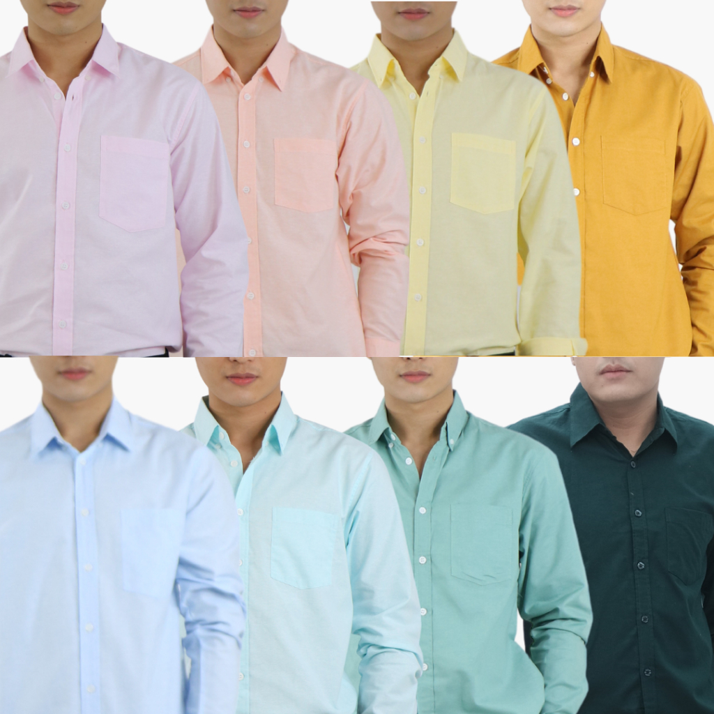 SHIRTKUB [M-4XL] เสื้อเชิ้ต คอปก แขนยาว OXFORD SHIRT เสื้อเชิ้ตผู้ชาย ทำงาน สีพาสเทล สีเขียว เชิ้ตครับ 20 โทนสี