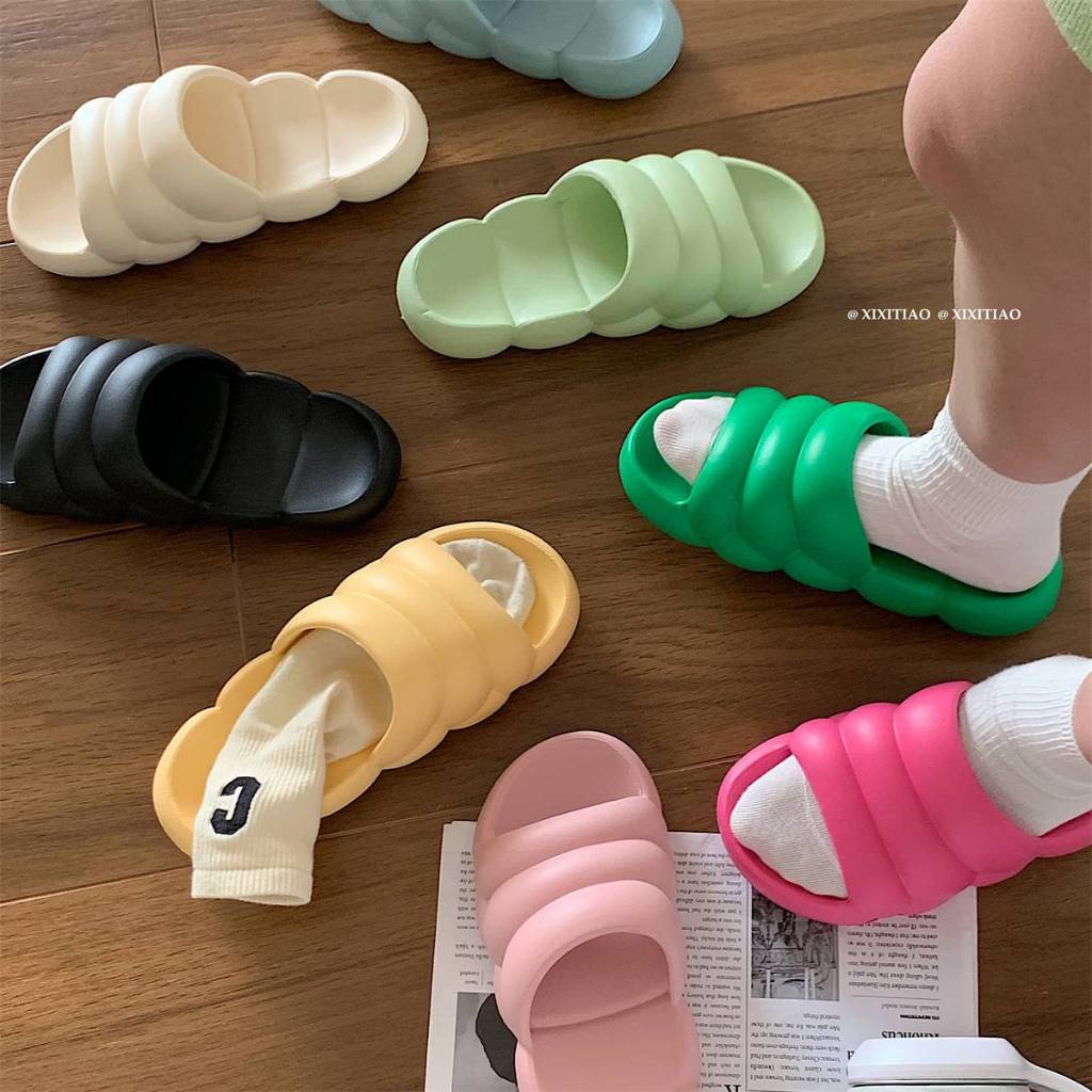 รองเท้าแตะใส่ในบ้าน พื้นหนา2.5ซม. รองเท้าแตะ มี 2 สี ครีม/ชมพู