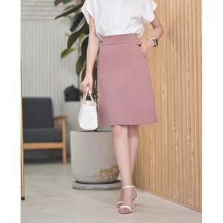 กระโปรงทรงเอ ผ้าโรเชฟ มีกระเป๋า ซิปหลัง ความยาว22 นิ้ว (S-5XL)