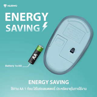 Nubwo Mouse Wireless เมาส์ไวเลสไร้สาย เสียงเงียบ มีให้เลือก 4 สี รุ่น NMB037 สินค้ารับประกัน 1 ปี