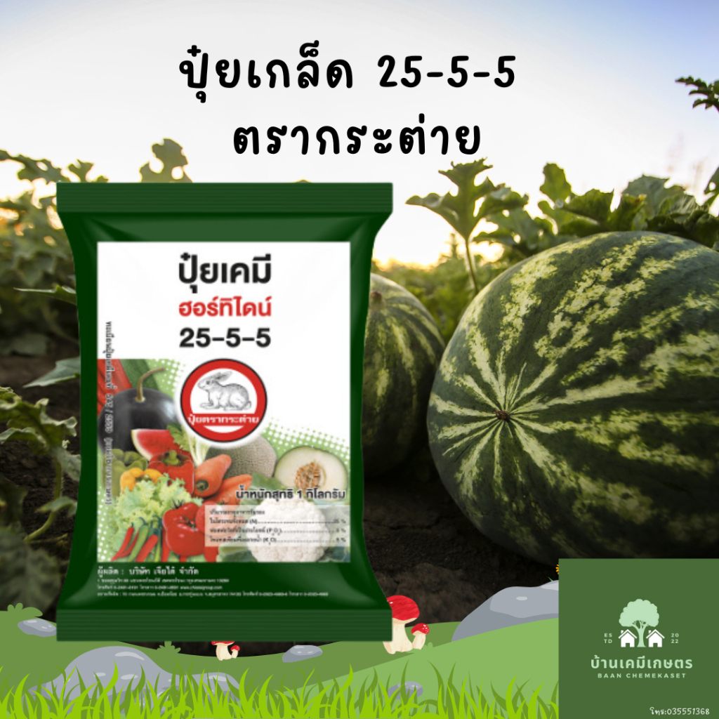 ปุ๋ยเกล็ด 25-5-5 ตรากระต่าย  ขนาด 1กก ปุ๋ยฉีดทางใบ