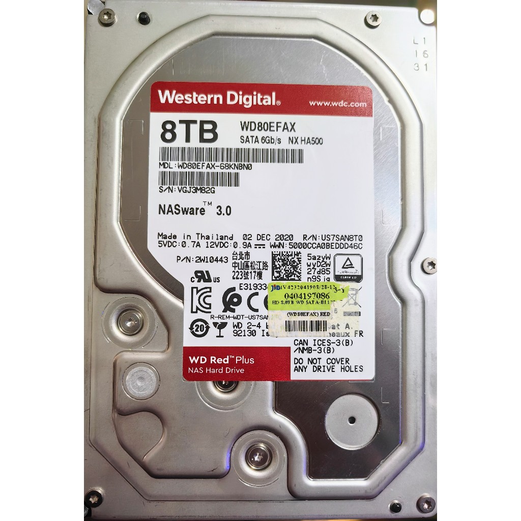 8TB WD HDD RED NAS มือสอง ใช้ปกติ ไม่bad ประกันร้าน 30วัน