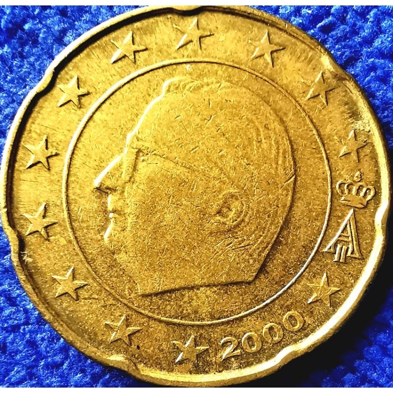 เหรียญ​ยูโร​ เบลเยี่ยม​ Belgium, 20 Euro Cent,​ #​3917, ใช้แล้ว