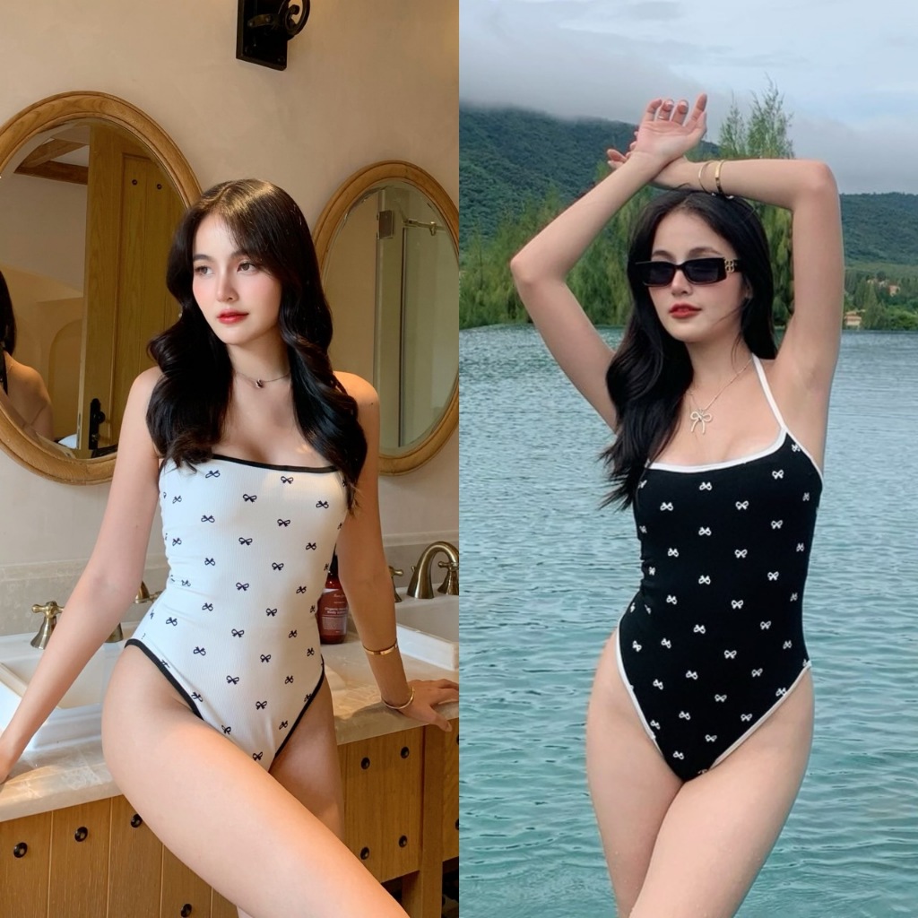 Breakfast Bodysuit บอดี้สูทผ้าพิมพ์ลายโบว์ (1036)