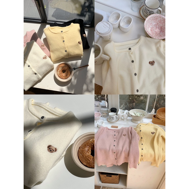 CHERISH (พร้อมส่ง) เสื้อแขนยาว ไหมพรม งานปักลายหมี ผ้าหนานุ่ม คุณภาพ
