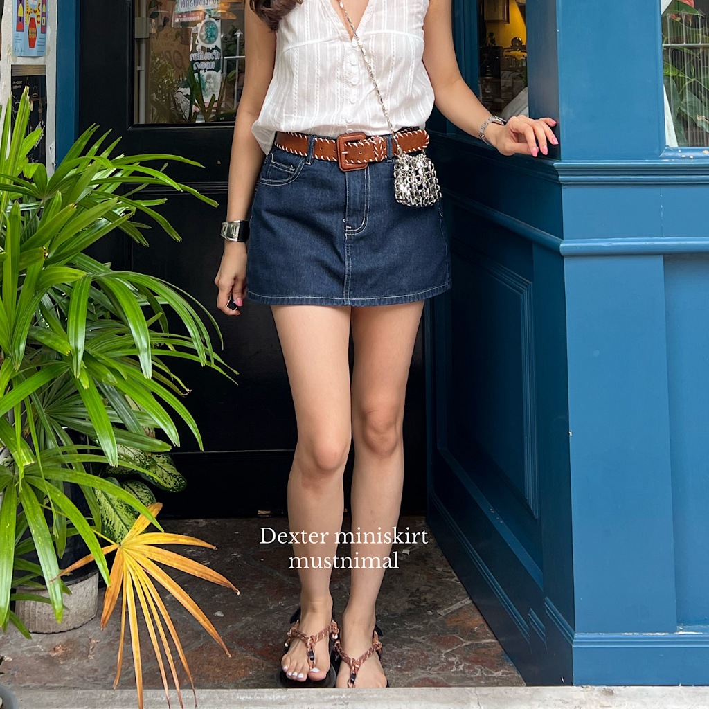 (พร้อมส่ง) MUSTNIMAL | Dexter denim miniskirt กระโปรงยีนส์สั้นสไตล์เกาหลี