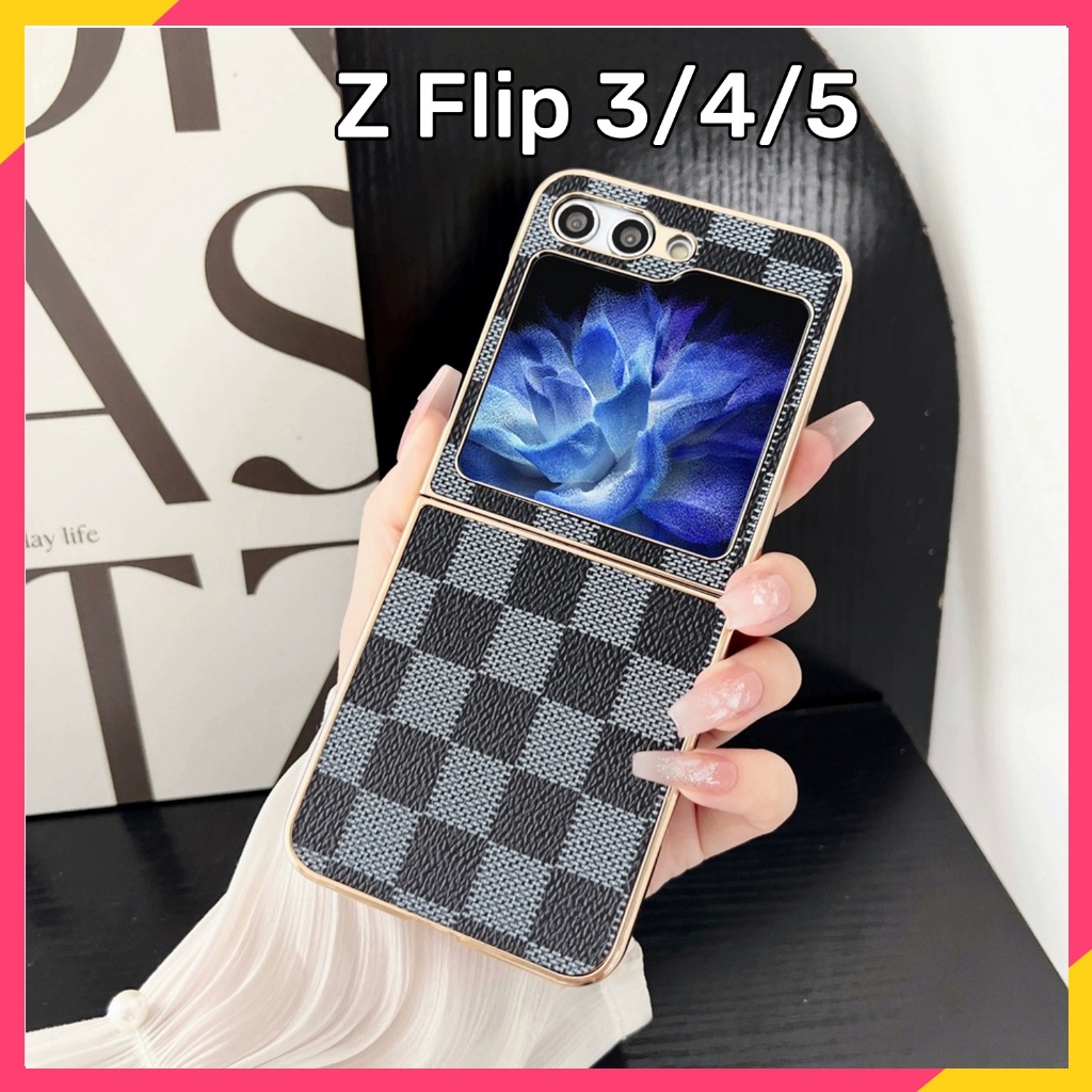 【สินค้าพร้อมส่ง】เคสโทรศัพท์แฟชั่นสําหรับ Samsung Z Flip 5 4 3 สําหรับ หรูหราหนัง เคส Z Flip 5 PU + P