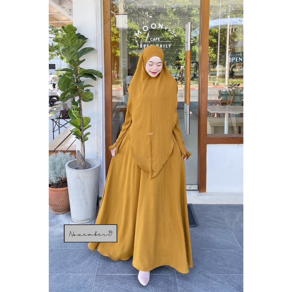 ชุด พร้อมผ้าคลุม ชุดอิสลาม New collcetion เดรสยาว เนื้อผ้าสลาฟ ผ้านิ่ม ทิ้งตัวใส่ สบาย ผ้าไม่ต้องรีด เนื้อผ้าไม่ยับง่าย
