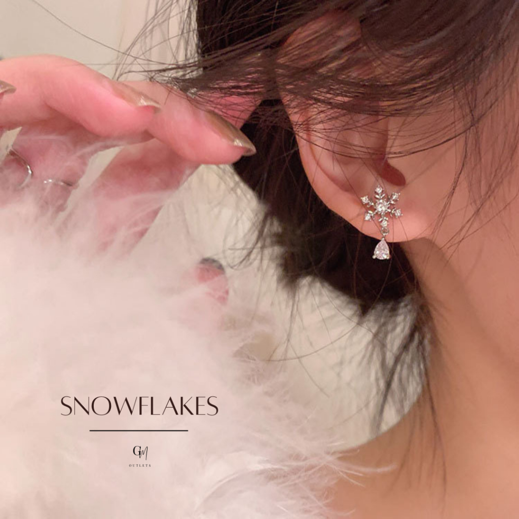 OUTLETS ล้างสต็อกจากโรงงานตรง ต่างหู Snowflakes Earring Valentine ของขวัญ ต่างหูแฟชั่น ต่างหูผู้หญิง
