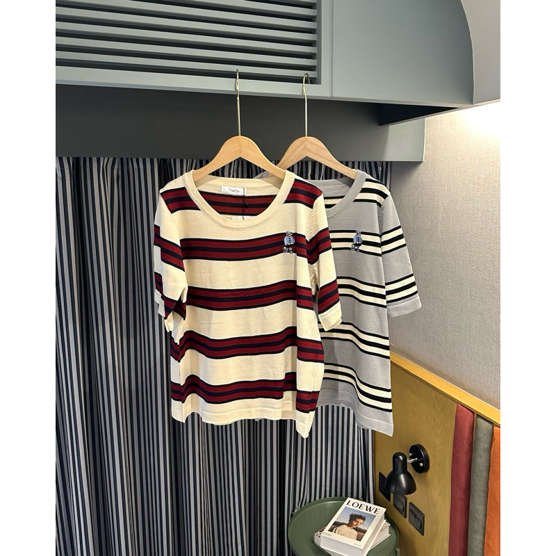 Seeing.style | Sheet knit top เสื้อยืดไหมพรมลายทาง ผ้านุ่ม (มีหลายลาย)