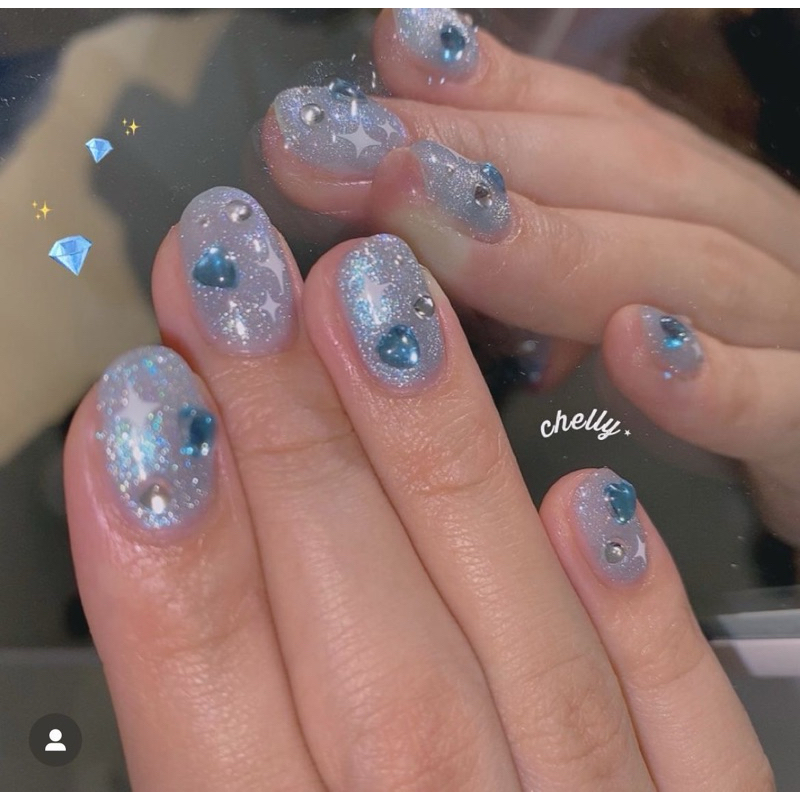 เล็บเจลแท้ราคาถูก(ลายแฟลชฟ้าหัวใจ)(พร้อมส่ง)
