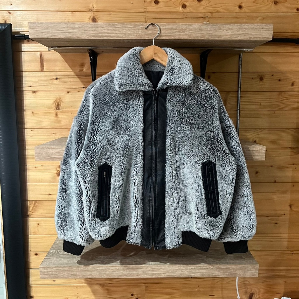 faux fur sherpa leather jacket