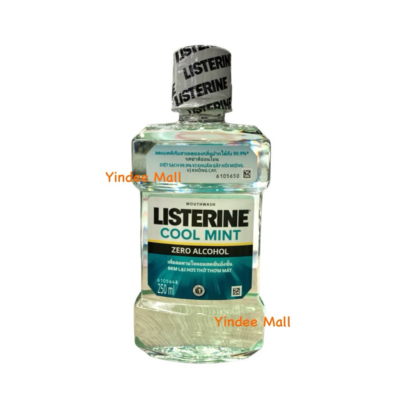 น้ำยาบ้วนปาก Listerine Cool mint Zero alcohol 250 ml น้ำยาบ้วนปากรสชาติอ่อนโยน ปราศจากแอลกอฮอล์