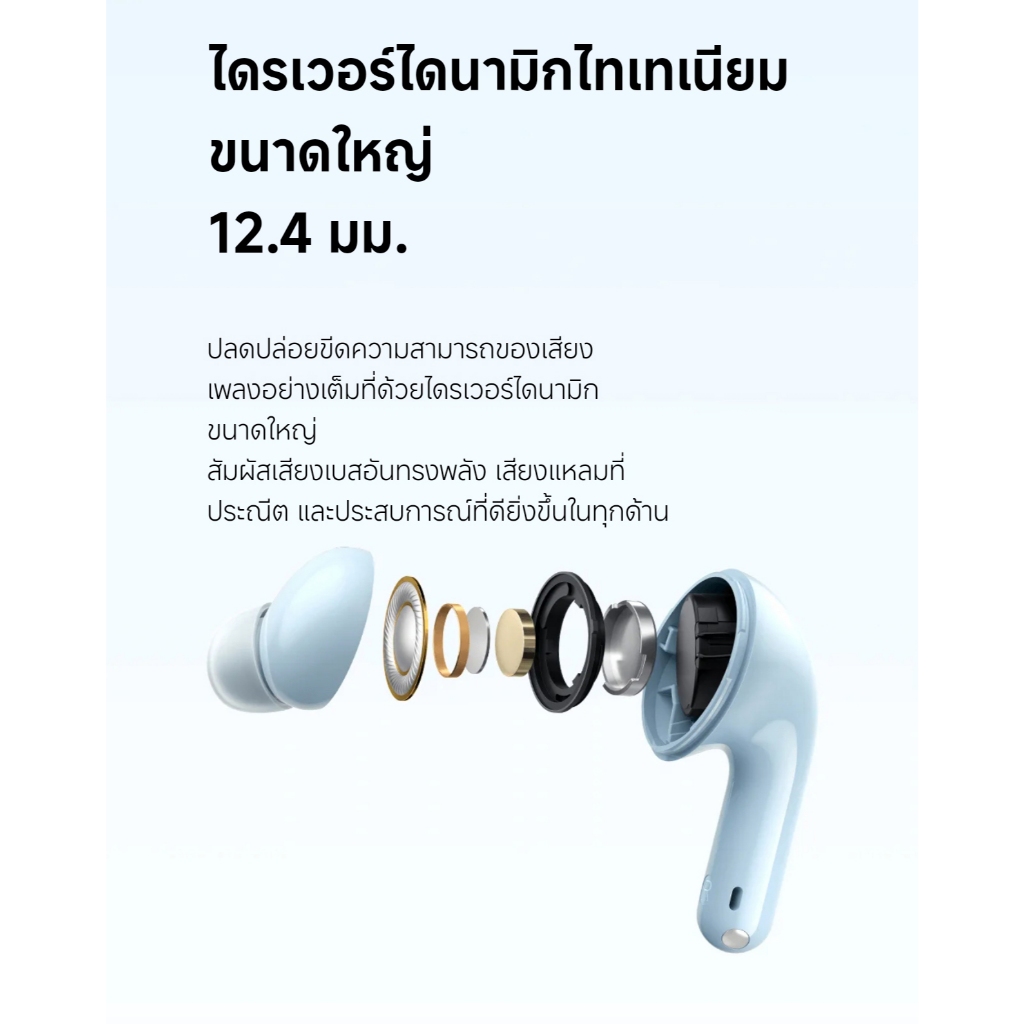 [ลดเหลือ 509] Xiaomi Redmi Buds 6 Lite หูฟังไร้สาย ตัดเสียงรบกวน 40dB ไมค์คุยชัด Ai ตัดเสียงรบกวน ต่อแอปฯได้ -1Y