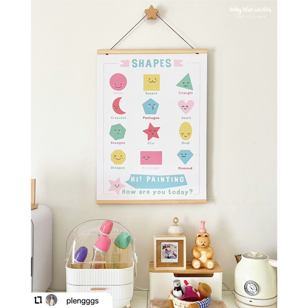 Baby Blue Whales โปสเตอร์เด็ก รูปทรง ใส่ชื่อได้ / Personalized Shapes Poster [Pre-Order รอสินค้า 7-14 วัน] ราคา ถูกที่สุด ดีลบีเคเค แกลเลอรีภาพที่ 8