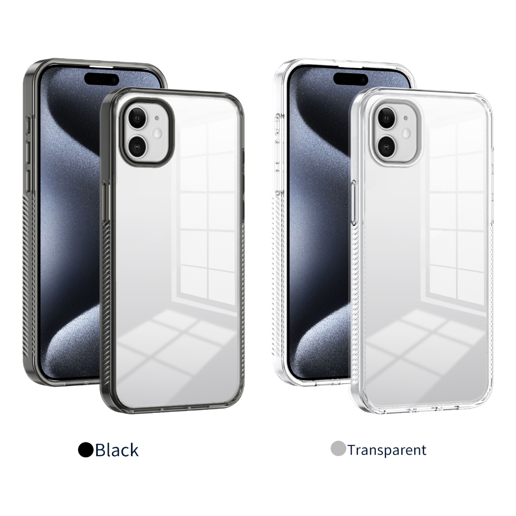 Case ip14 14pro 14plus ip14Promax ip15 15Pro 15plus ip15promax หลังแข็งขอบใสพลาสติก กันกระแทกกันลื่น