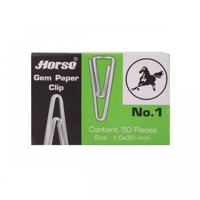 Horse ลวดเสียบกระดาษ ตราม้า 1 กล่อง มี 50 ชิ้น แบบหัวกลม สามเหลี่ยม