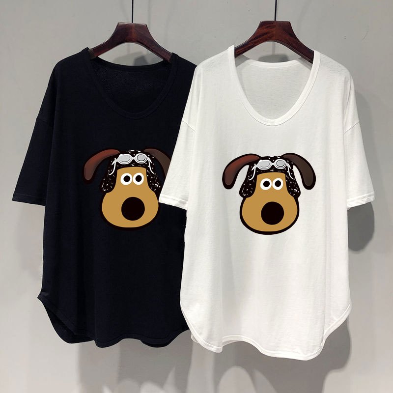 เสื้อยืดสวยๆผู้หญิงฤดูร้อนใหม่ oversize เสื้อผ้าแฟชั่นสาวอวบ เสื้อยืดโอเวอร์ไซส์ลําลองทรงหลวมสไตล์เกาหลี พิมพ์ลายการ์ตูน