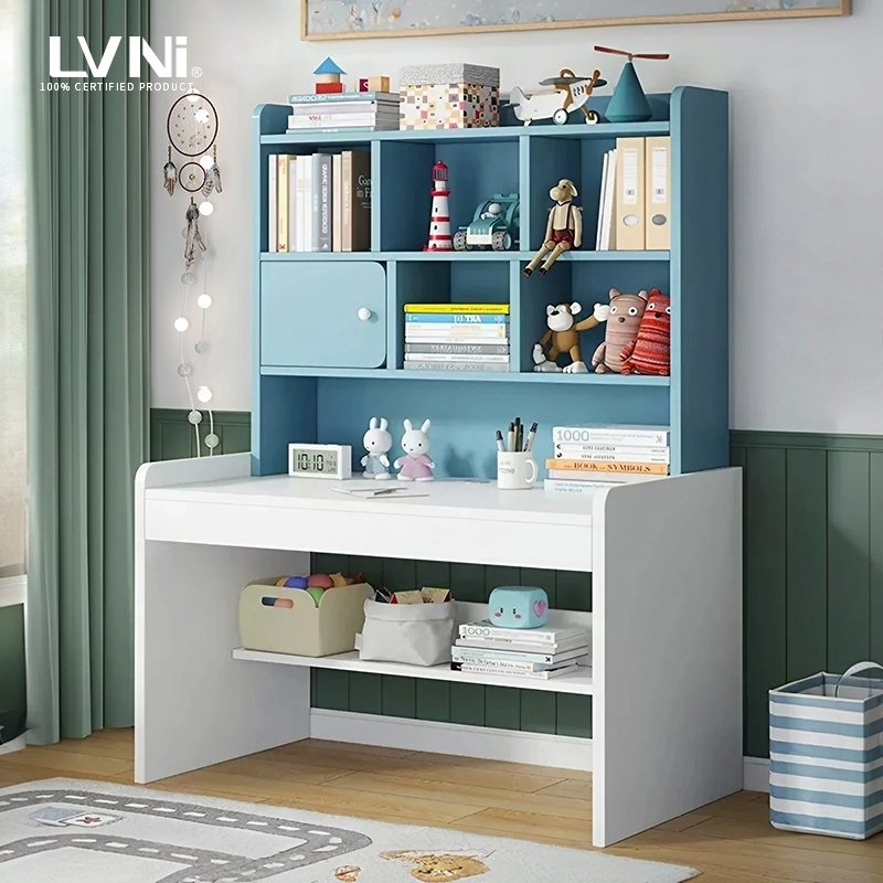 LVNI table โต๊ะเขียนเด็ก โต๊ะทำการบ้าน โต๊ะทำงาน โต๊ะเขียนหนังสือ โต๊ะเขียนหนังสือเด็ก ชั้นวางหนังสือเด็ก