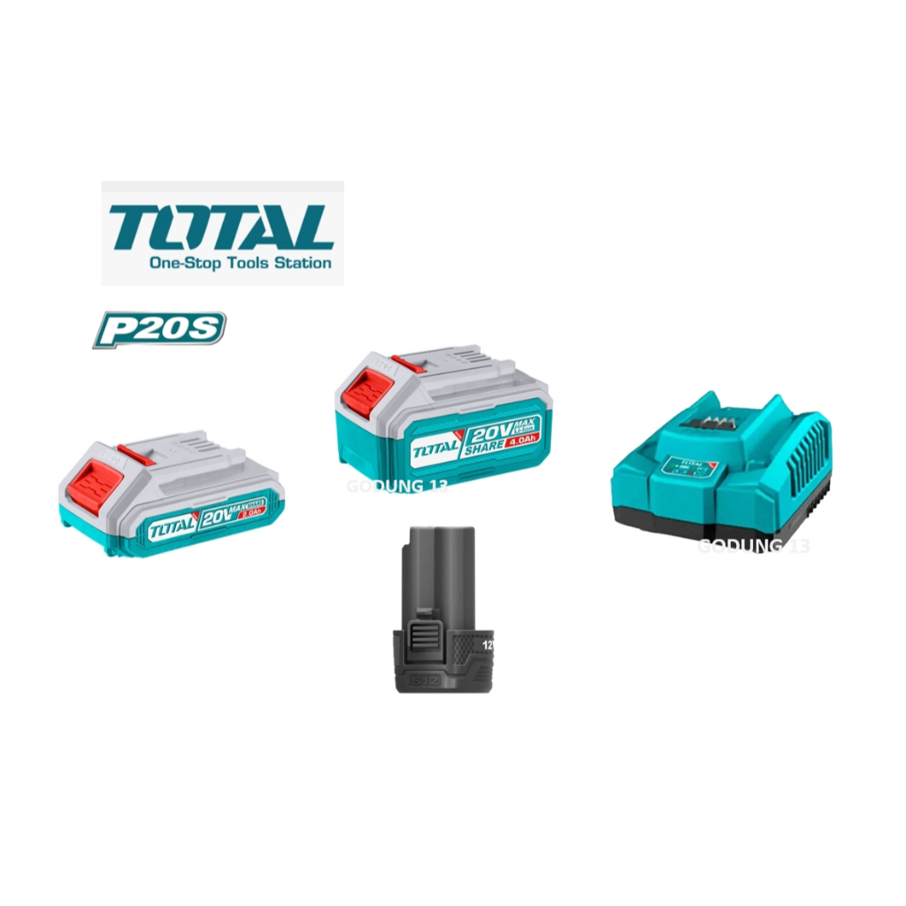 Total แบตเตอรี่ลิเธี่ยมไอออน (20V 4ah) / (20V 2ah) / (12V 1.5ah) และแท่นชาร์จแบตเตอรี่ 20V