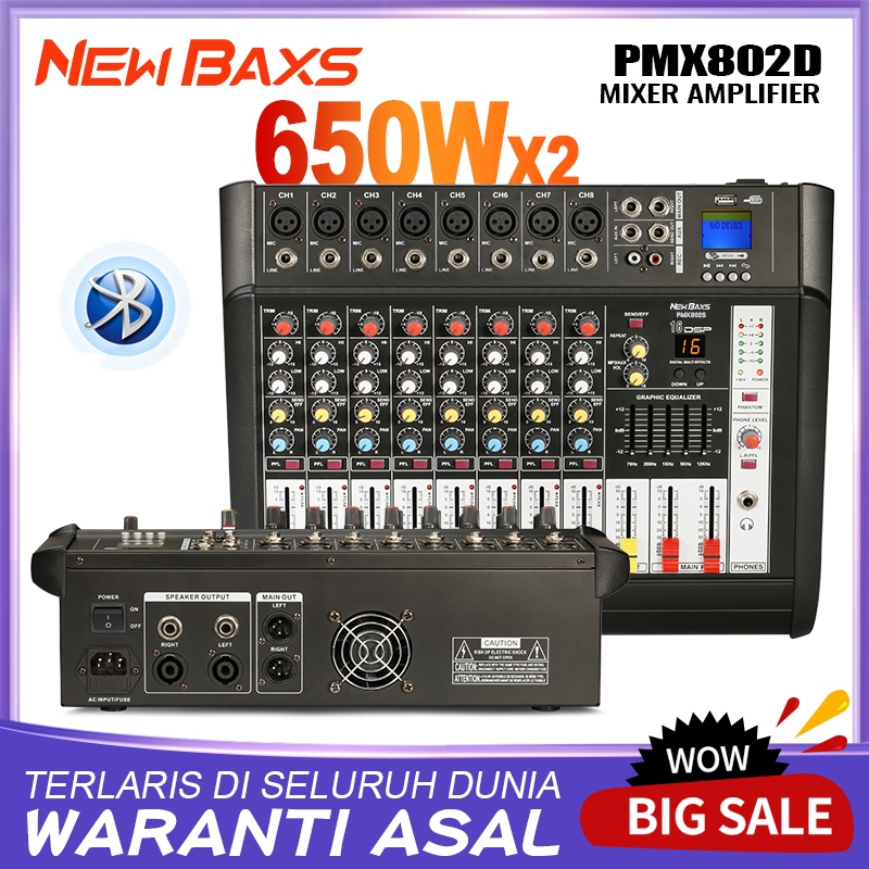 NEW BAXS PMX802D มิกเซอร์เสียงระดับมืออาชีพ 8-channel 16DSP อีควอไลเซอร์ 2 ชั้น EQ 650W กำลังสูง 2-channel รองรับการเล่น