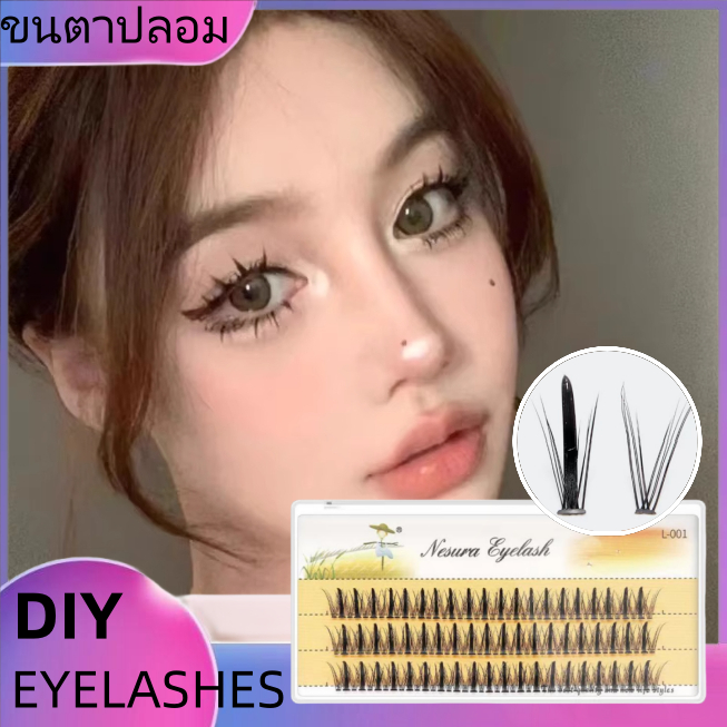 หุ่นไล่กาขนตาปลอมธรรมชาติหนา Octopus Fairy Comic Eye ปีศาจ Segmented SINGLE Cluster Self-Adhesive Eyelashes