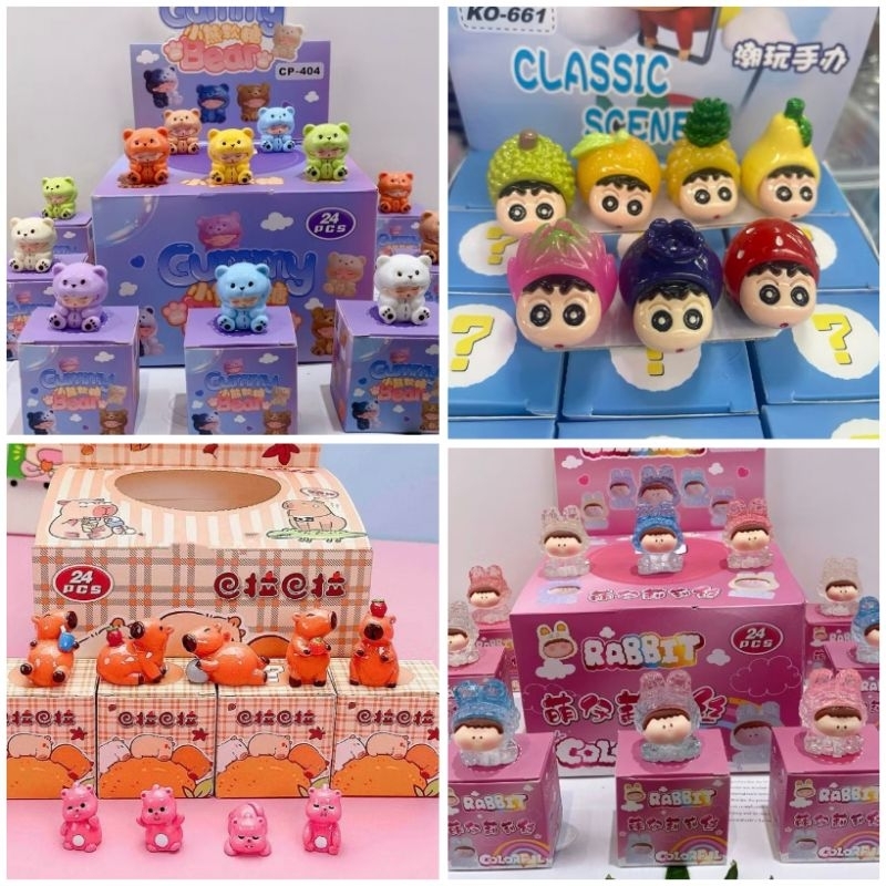 พร้อมส่ง ใน Pop bean กล่องจุ่มจิ๋ว กล่องสุ่มโมเดลจิ๋ว labubu ลาบูบู้ sanrio คาปิบาร่า