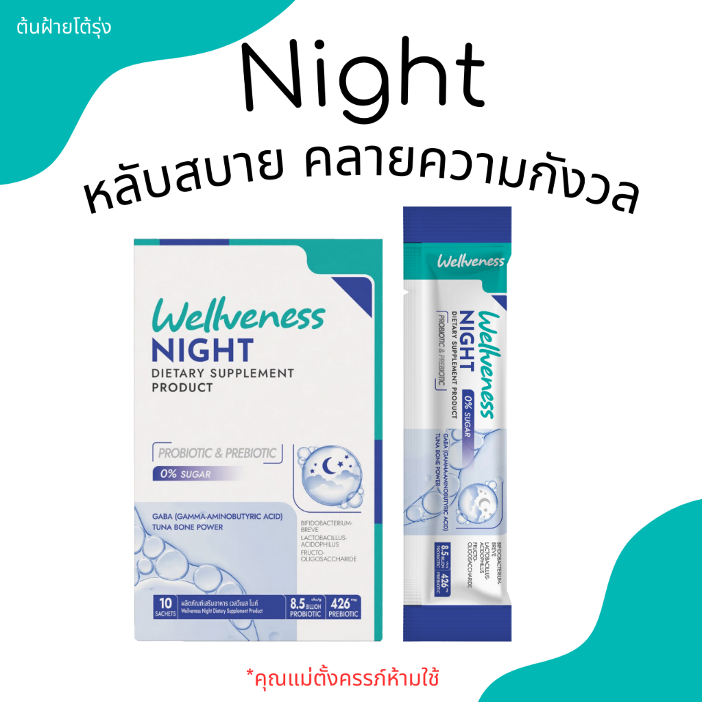 Wellveness Night ไนท์ หลับสบาย คลายความกังวล ช่วยเพิ่มคุณภาพในการนอนหลับ ให้หลับสนิทมากยิ่งขึ้น