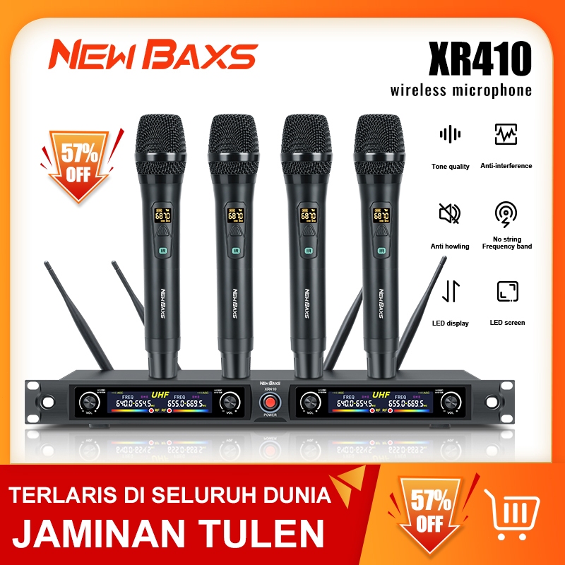 NEW BAXS ไมโครโฟนไร้สาย ไมโครโฟนไร้สาย XR410 ไมโครโฟนร้องเพลง ไมโครโฟนคาราโอเกะ UHF เสียงดี ไมโครโฟนลอย KTV