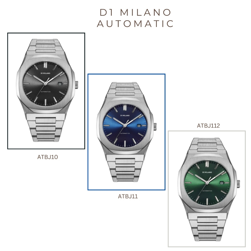 D1 Milano นาฬิกาข้อมือผู้ชาย AUTOMATIC RESTYLING สีเงิน รุ่น  D1-ATBJ10 D1-ATBJ11 D1-ATBJ12