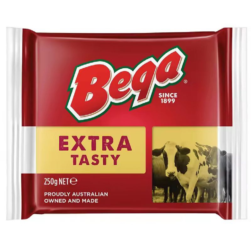 Bega Extra Tasty Sharp Natural Cheddar Cheese 250g -  เบก้าเอ็กซ์ตร้าเทสตี้ชาร์ปเนเจอรัลเชดด้าชีส 25