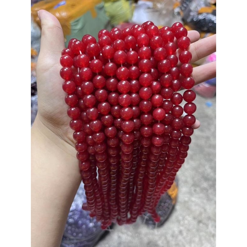 โซ่ยาวทับทิมธรรมชาติ 8 มม., 10 มม. ผลิตภัณฑ์กึ่งสำเร็จรูปสามารถ DIY สร้อยข้อมือ, สร้อยคอ, เครื่องประดับ