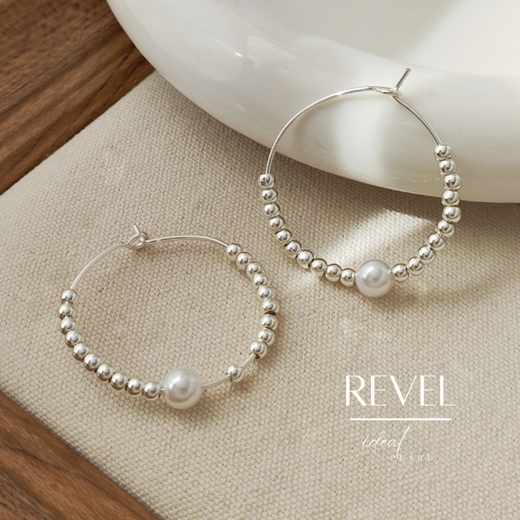 iDEAL ต่างหูไข่มุก Revel ต่างหูเงิน ต่างหูมุข ต่างหูมุก ตุ้มหูเงินแท้ ตุ้มหูไข่มุก ต่างหูห่วง