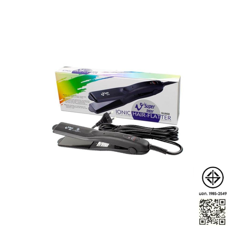 เครื่องหนีบผม เครื่องหนีบ รีดผม ซุปเปอร์วี Super V รุ่น SU868 (หน้าเล็ก ไม่มีฟัน สีดำ) ของแท้