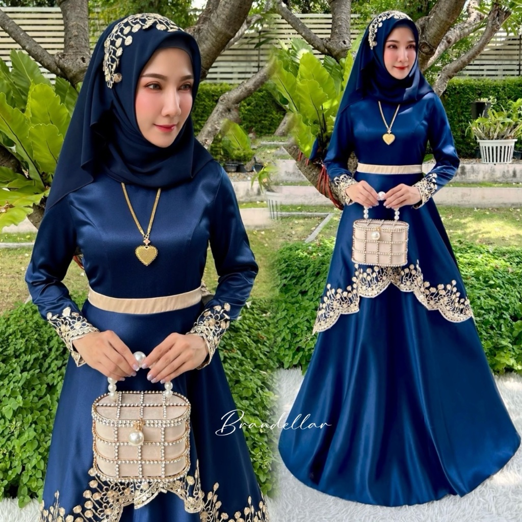 Dress Muslim BD008 ชุดอิสลาม สวยๆ เดรสมุสลิม ชุดเดรสอิสลาม ชุดรายอมุสลิม แฟชั่นมุสลิม เสื้อผ้ามุสลิม