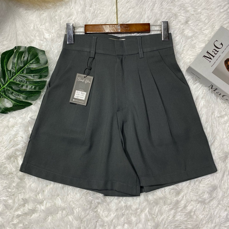 ขาสั้นจีบคู่ มีกระเป๋า มีห่วง ยาว 16 นิ้ว (ป) Lady girl (S-3xl)