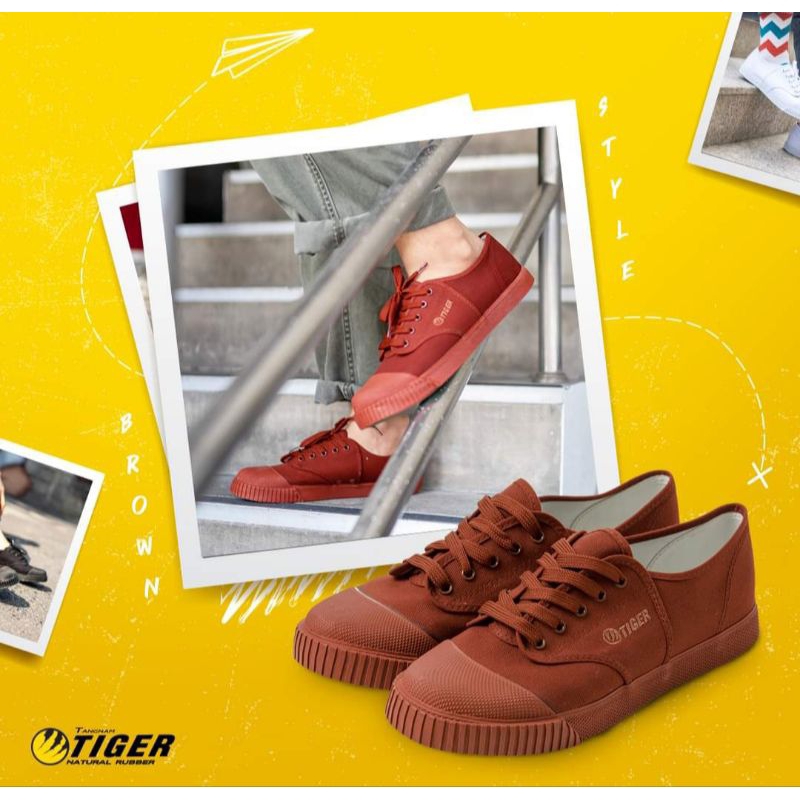 รองเท้าผ้าใบนักเรียน ผูกเชือก มี 3 สี ดำ, ขาว, น้ำตาล ยี่ห้อไทเกอร์