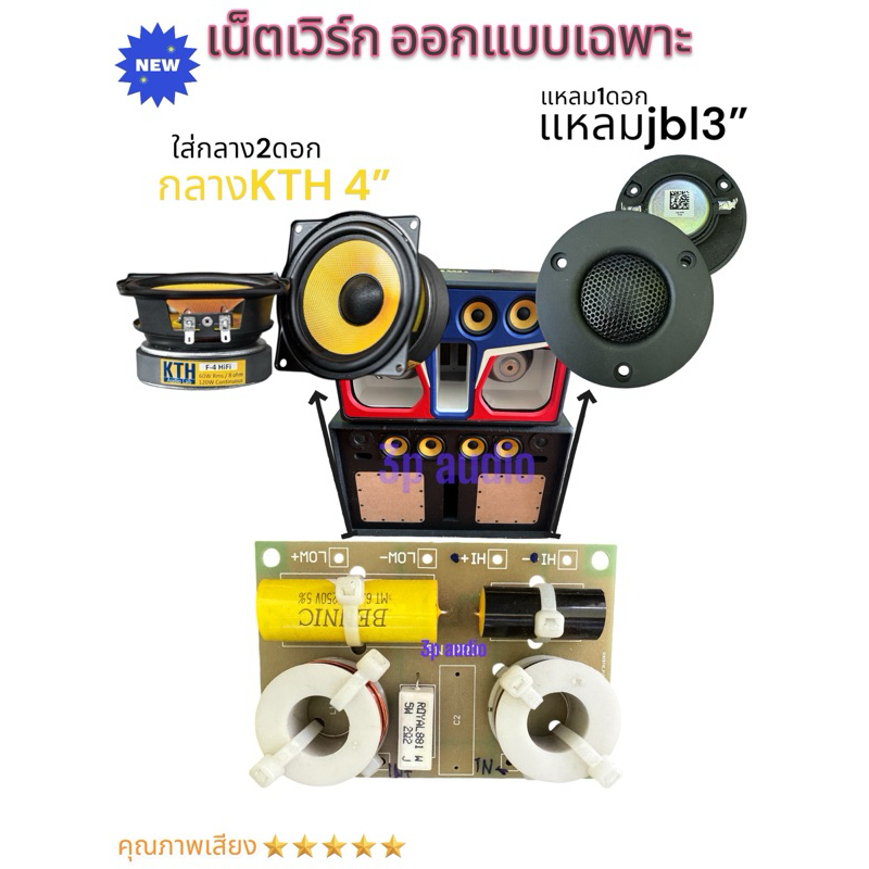 เน็ตเวิร์ค คอสโอเวอร์ 2.0 ใส่ตู้บูลทูธ หรือกลางแจ้ง สำหรับKTH 4” jbl3”