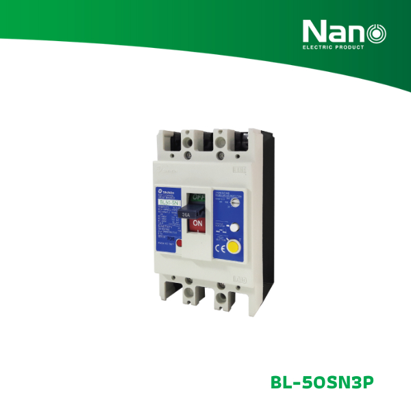 NANO เซอร์กิตเบรกเกอร์กันดูด SHIHLIN/NANO MCCB 3P 50AF (15A, 20A, 30A ) (1 ชิ้น/กล่อง) รุ่น BL-50SN3