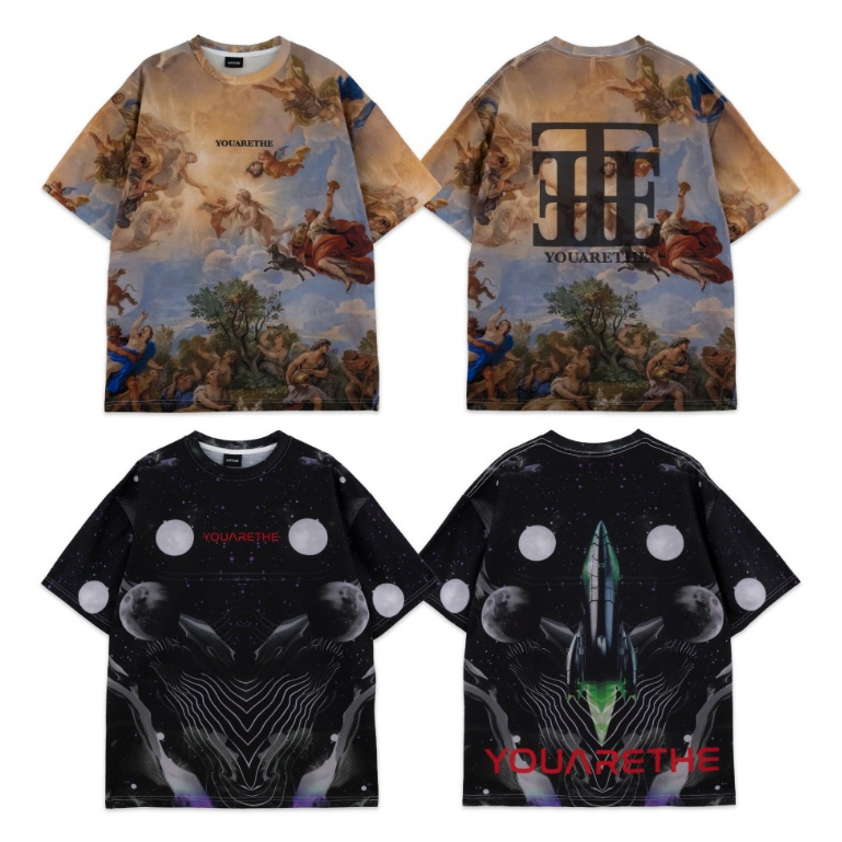 URTHE - เสื้อยืด Oversize สกรีนลาย เต็มตัว